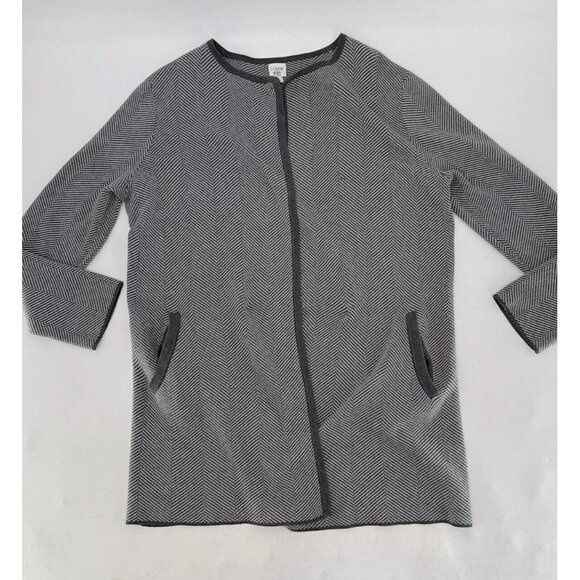 J.Crew Factory Vanessa Herringbone Sweater Sz M Open Cardigan Jacket Preppy Flaw - Picture 3 of 16
